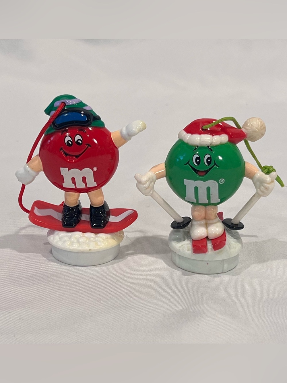 Vintage 1991 & 1996 M&M’s Christmas Ski Snowboard Toppers